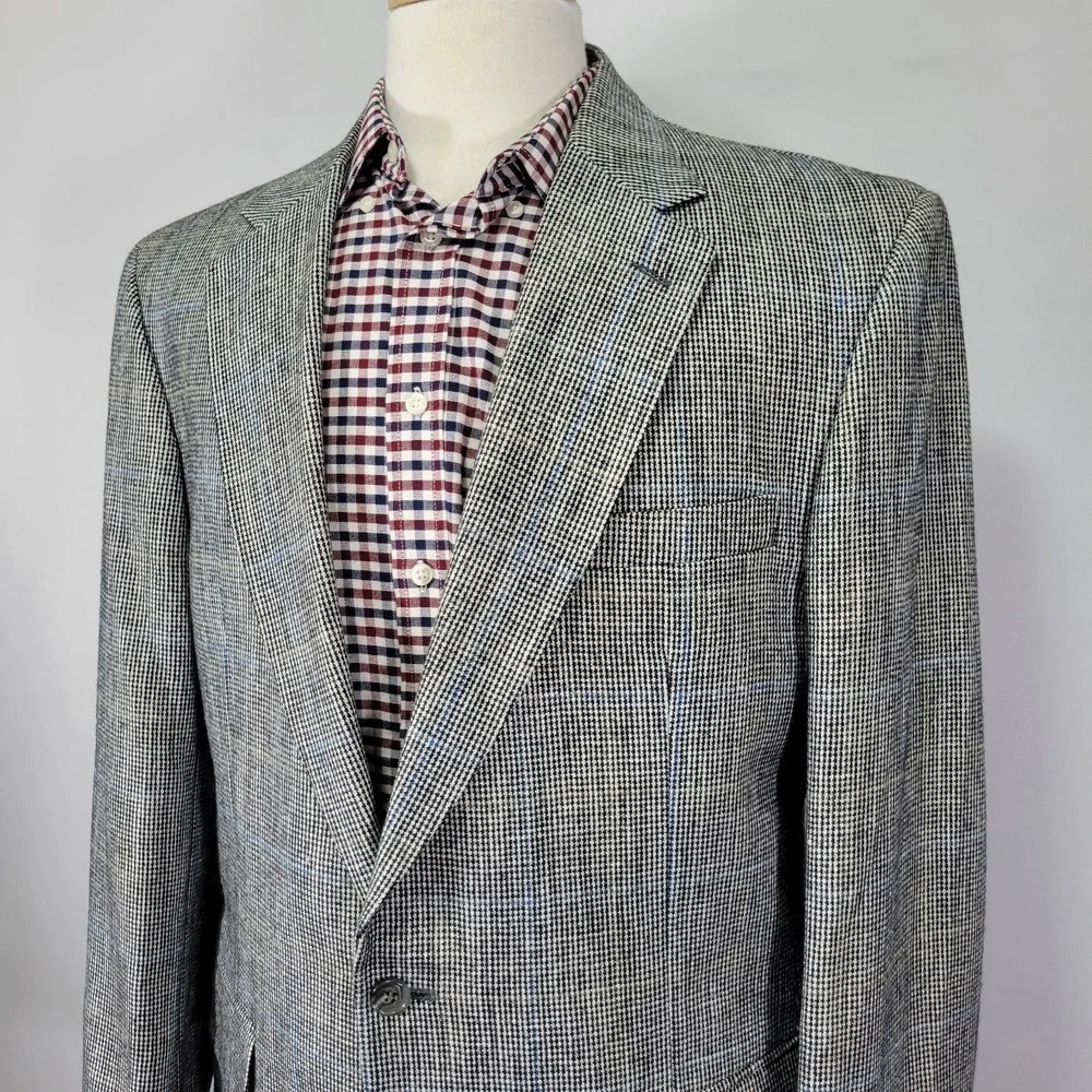 VTG Stafford Men's Sport‎ Coat Blazer Two Button Gray Plaid Size 42L